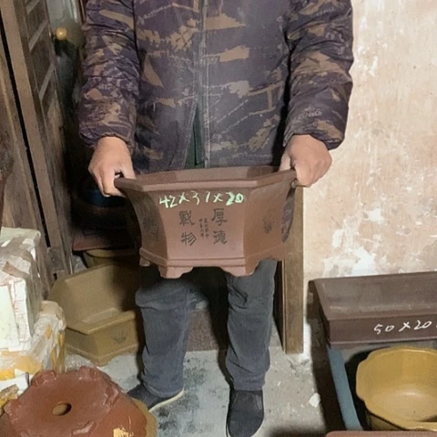 紫砂花盆手工制作