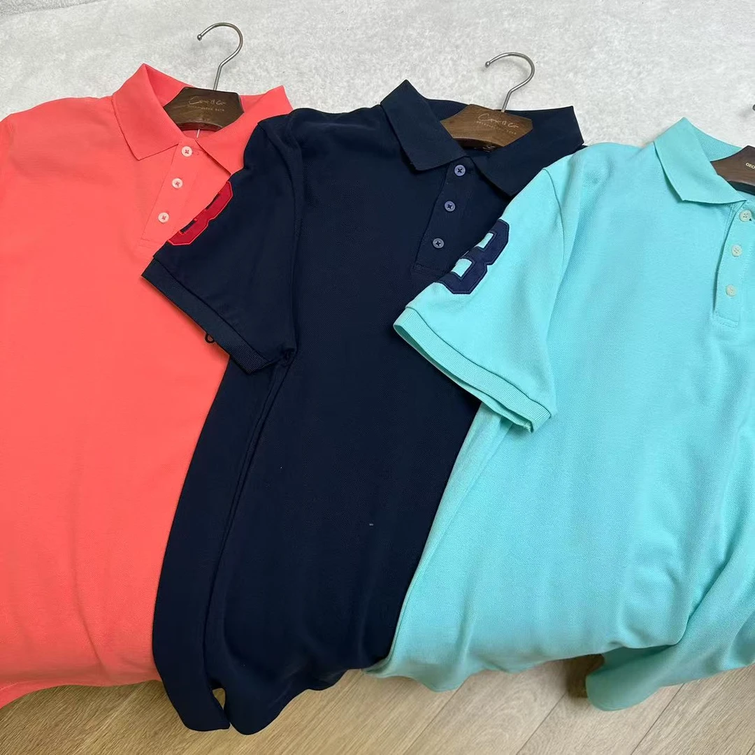 男士夏季时尚商务休闲刺绣标翻领短袖T恤H2896