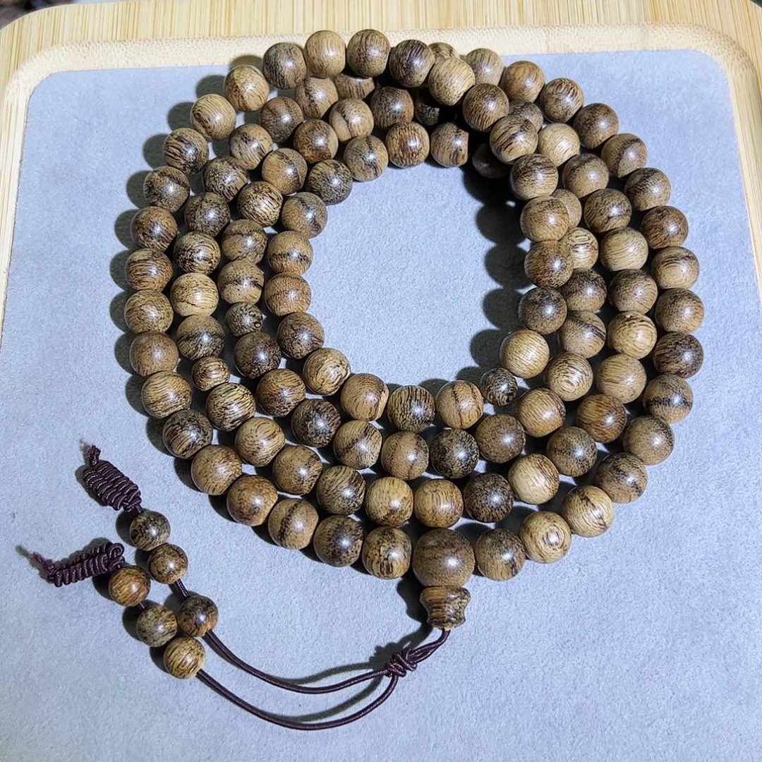 手串沉香天然柬埔寨菩萨虎斑纹108多圈老料 花香蜜甜
