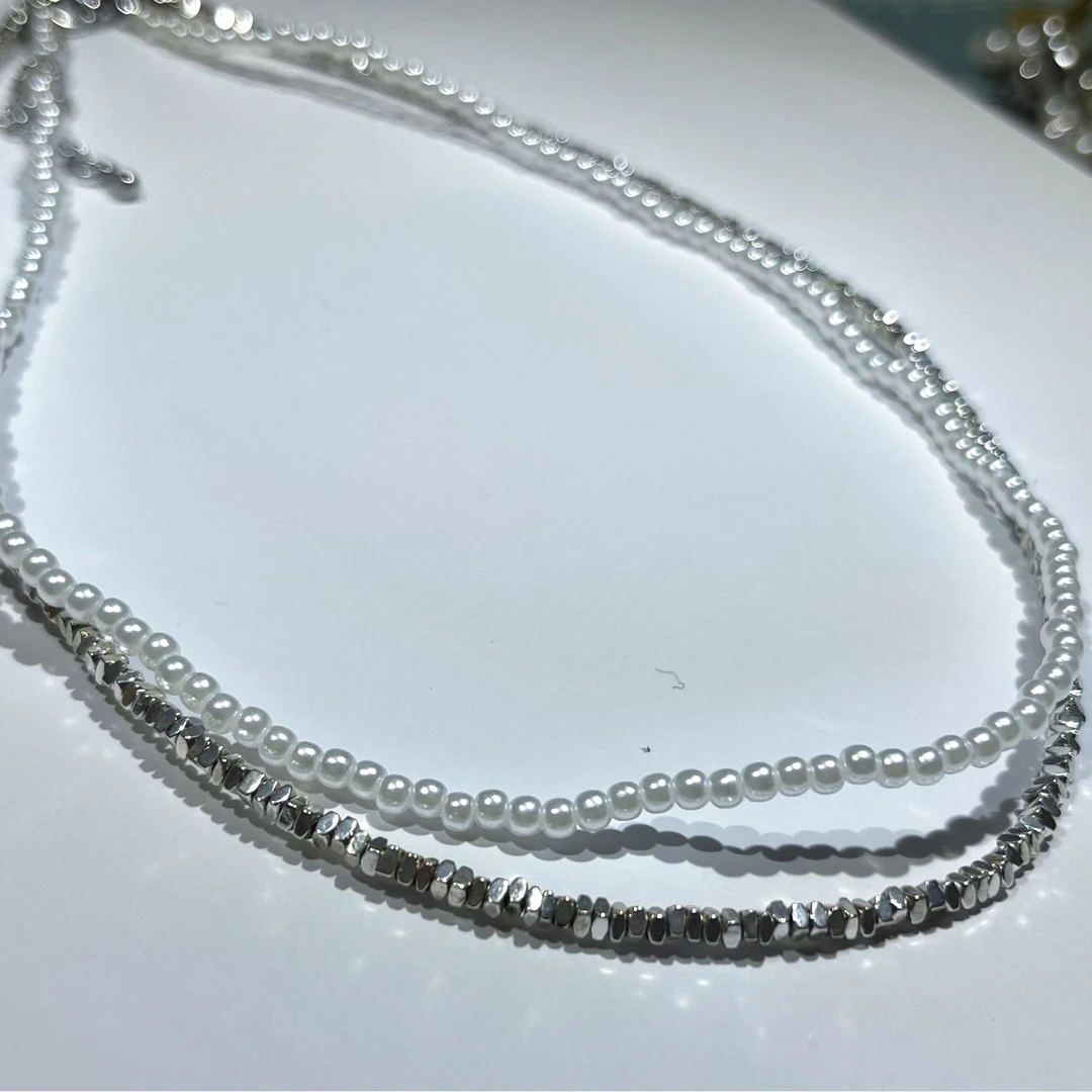 链子925银锆石 【BiLiyana独家】银色叠戴项链手工气质百搭简约强光