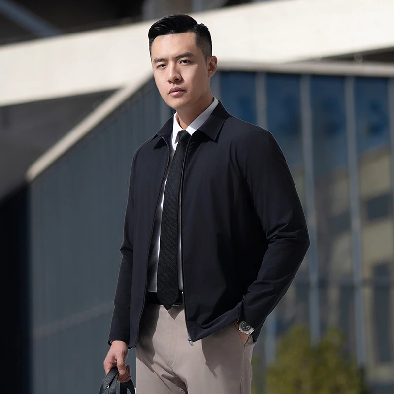 【龙牙】暗之黑豹轻量翻领男士茄克百搭商务春秋时尚男款休闲男外套