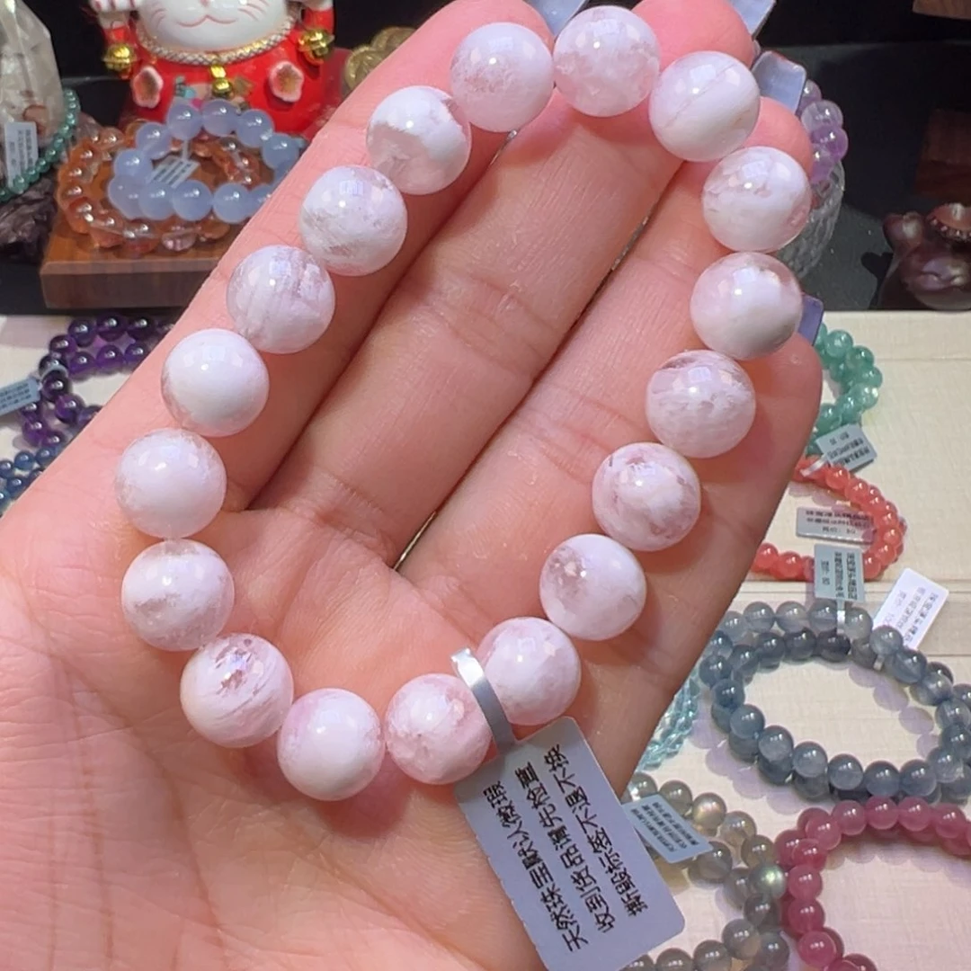 水晶手串未镶嵌祖宗级粉雪花幽灵11mm