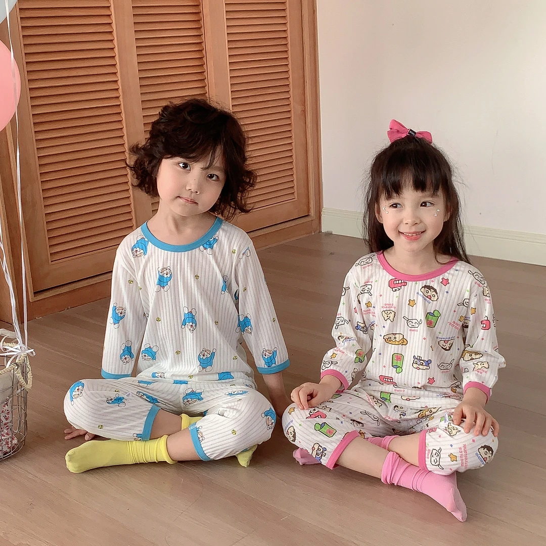 【春季上新】儿童无骨七分袖空调服套装夏季睡衣套装宝宝薄款家居服