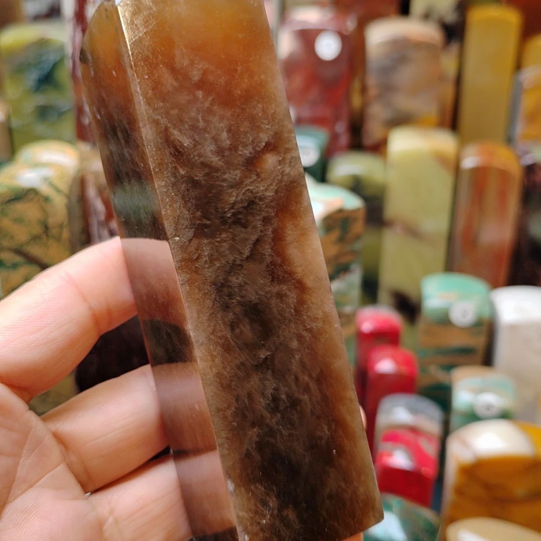 贺***普伊犁石印石新疆伊犁酱油石印章3+11
