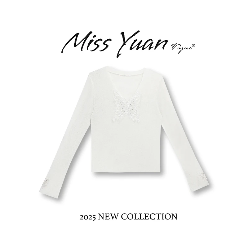 M.Y媛总 2025春季新款T恤小众蝴蝶设计轻奢休闲简约上衣女1LY929