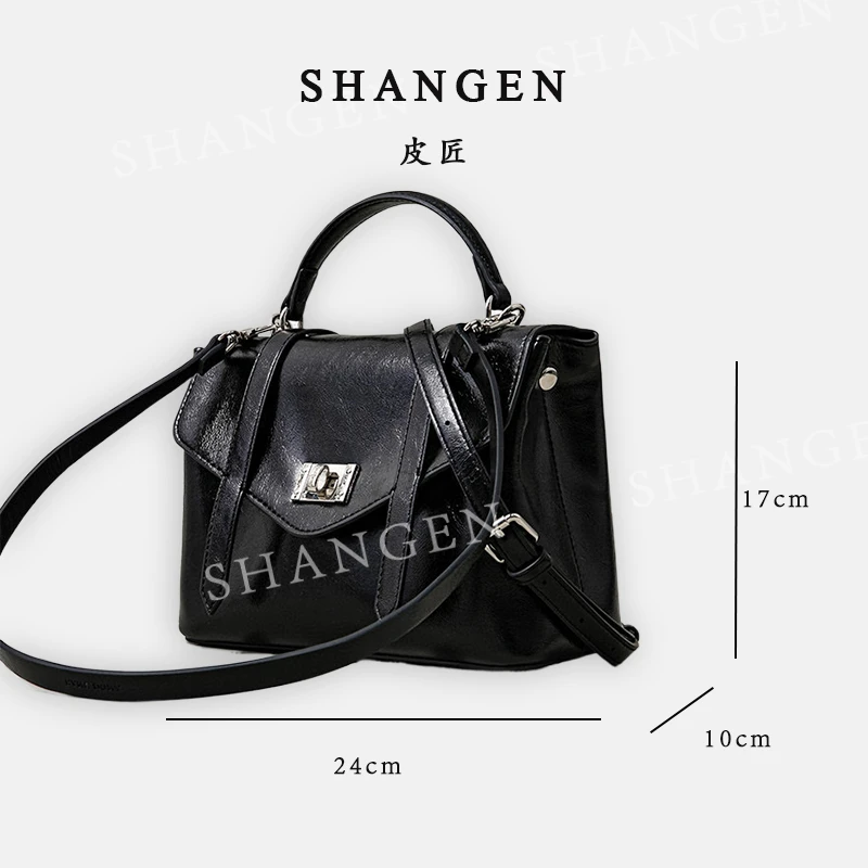 【母亲节礼物】SK-62771-黑色-轻奢时尚女士新款手提单肩斜挎包