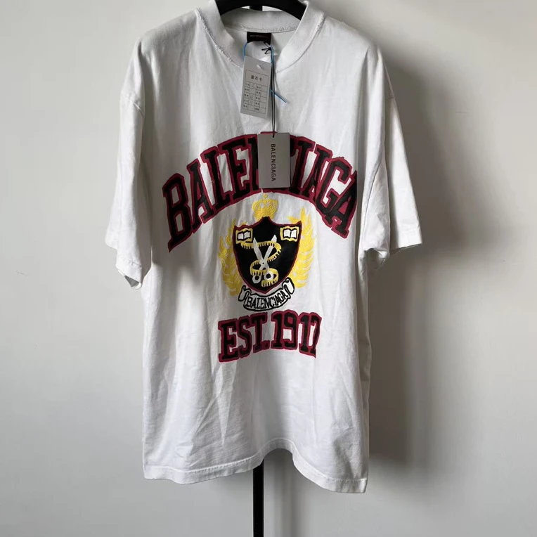 未使用 Balenciaga/巴黎世家 字母图案印花圆领套头短袖 01609