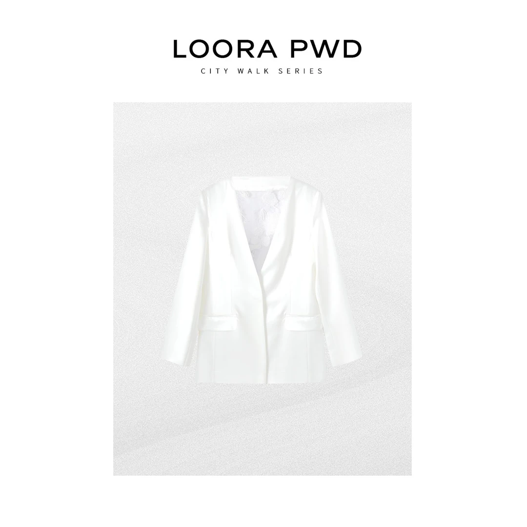 LOORAPWD/罗拉密码 醋酸后背蕾丝镂空设计拼接西装25CJBB0092N