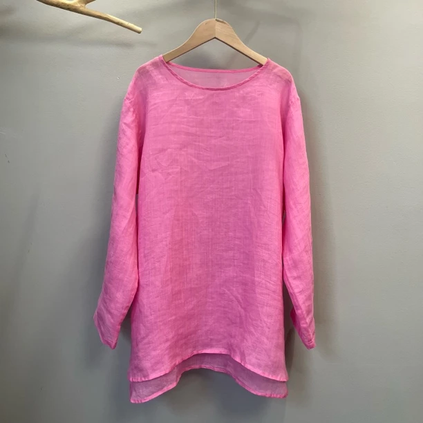 麻艺-夏款100纯苎麻中长款衬衫纯色宽松百搭休闲苎麻女装