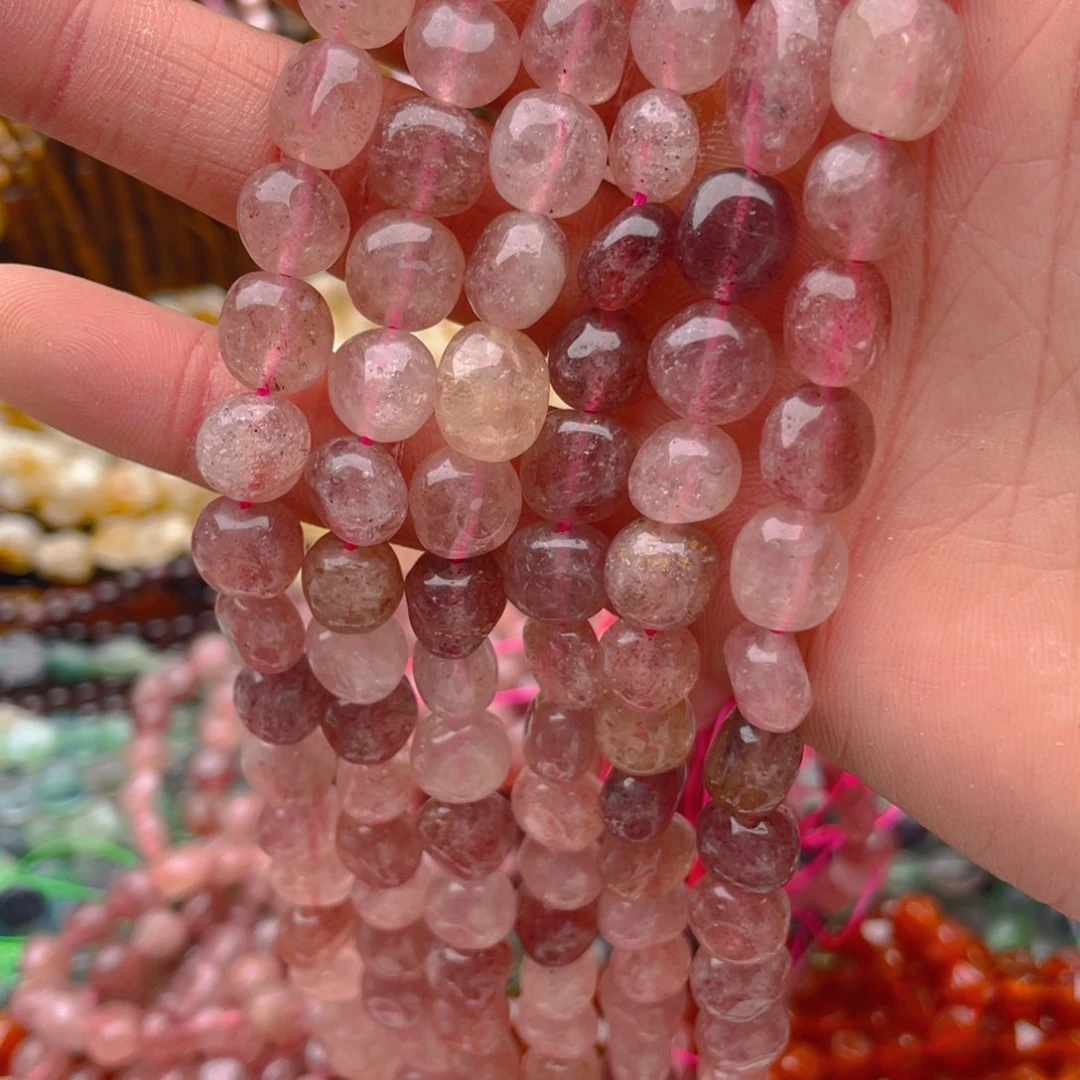 玛瑙/玉髓珠宝半成品未镶嵌草莓晶1条随行