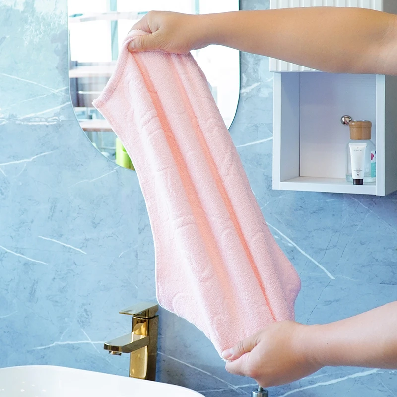 利快弹力速干毛巾 约34*70cm 粉色柔软成人家用洗脸吸水加厚裹巾