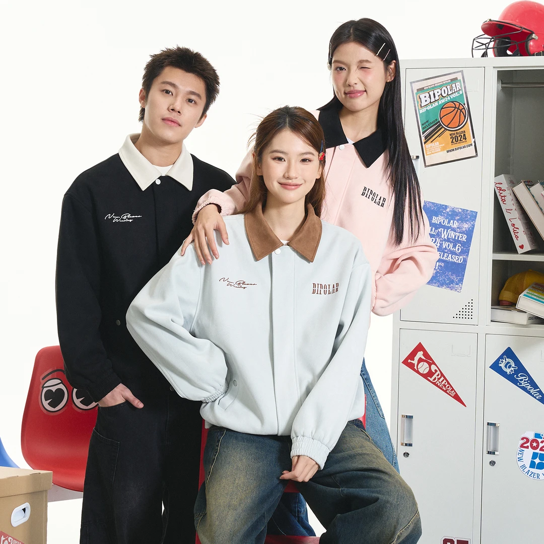 BIPOLAR无限环绣花仿麂皮夹克19B495