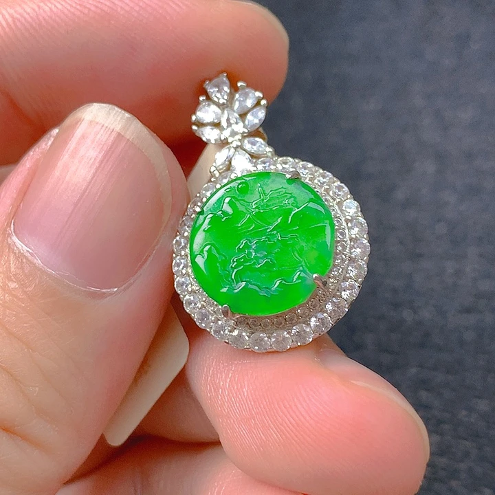 翡翠银S925镶嵌颈饰