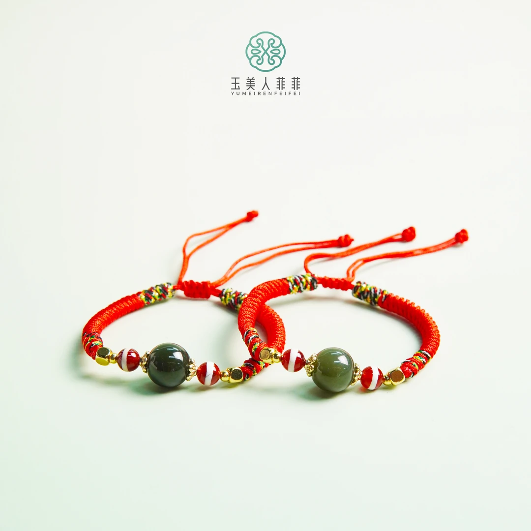 石惑珠宝~和田玉圆珠手绳约12mm^多样性发一