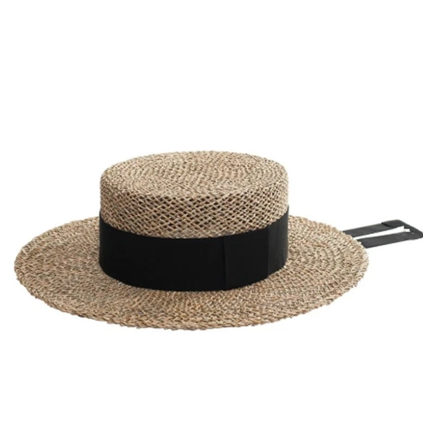 时尚法式镂空复古女帽子编织百搭夏天夏季渔夫帽草帽草编平顶礼帽