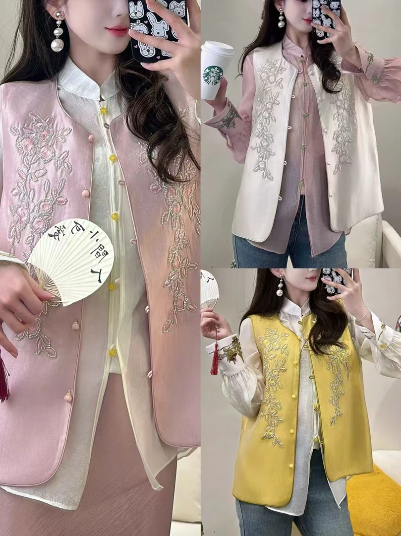 652重工管珠绣花马甲网红洋气炸街女装