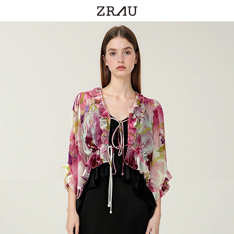 【达人专属】ZRAU法式风情花卉雪纺衫Z1242W0021