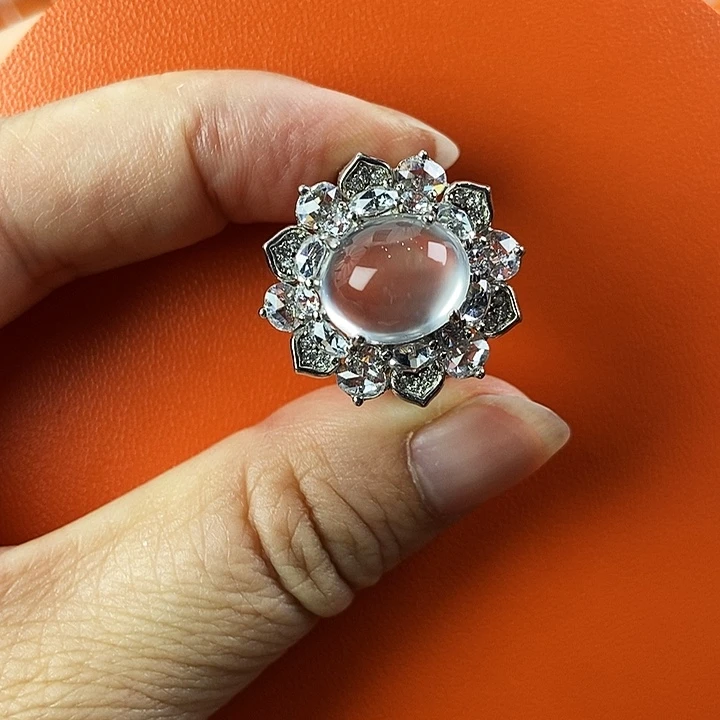 石英质玉银S925镀金镶嵌颈饰