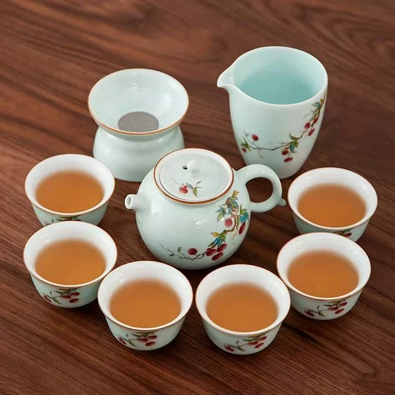 秋香茶具 10头粉青荔枝如意壶套组-659-0824