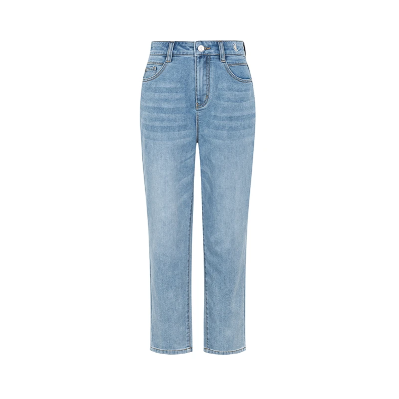 【直播专享】商场同款新品高腰直筒休闲水洗牛仔裤N134A32018