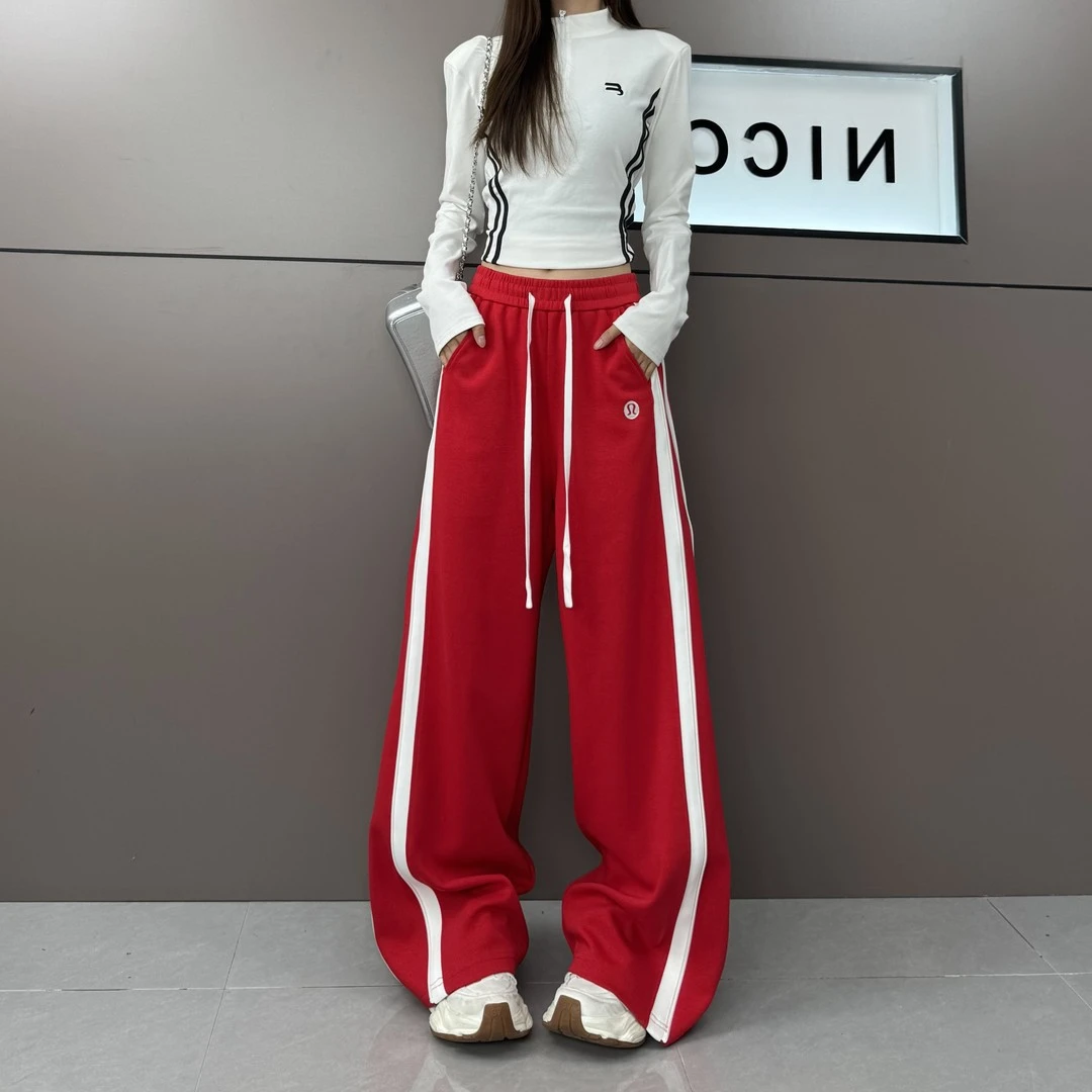 2025年春秋季新款学院风重工刺绣简约时尚炸街直筒阔腿裤垂感宽松