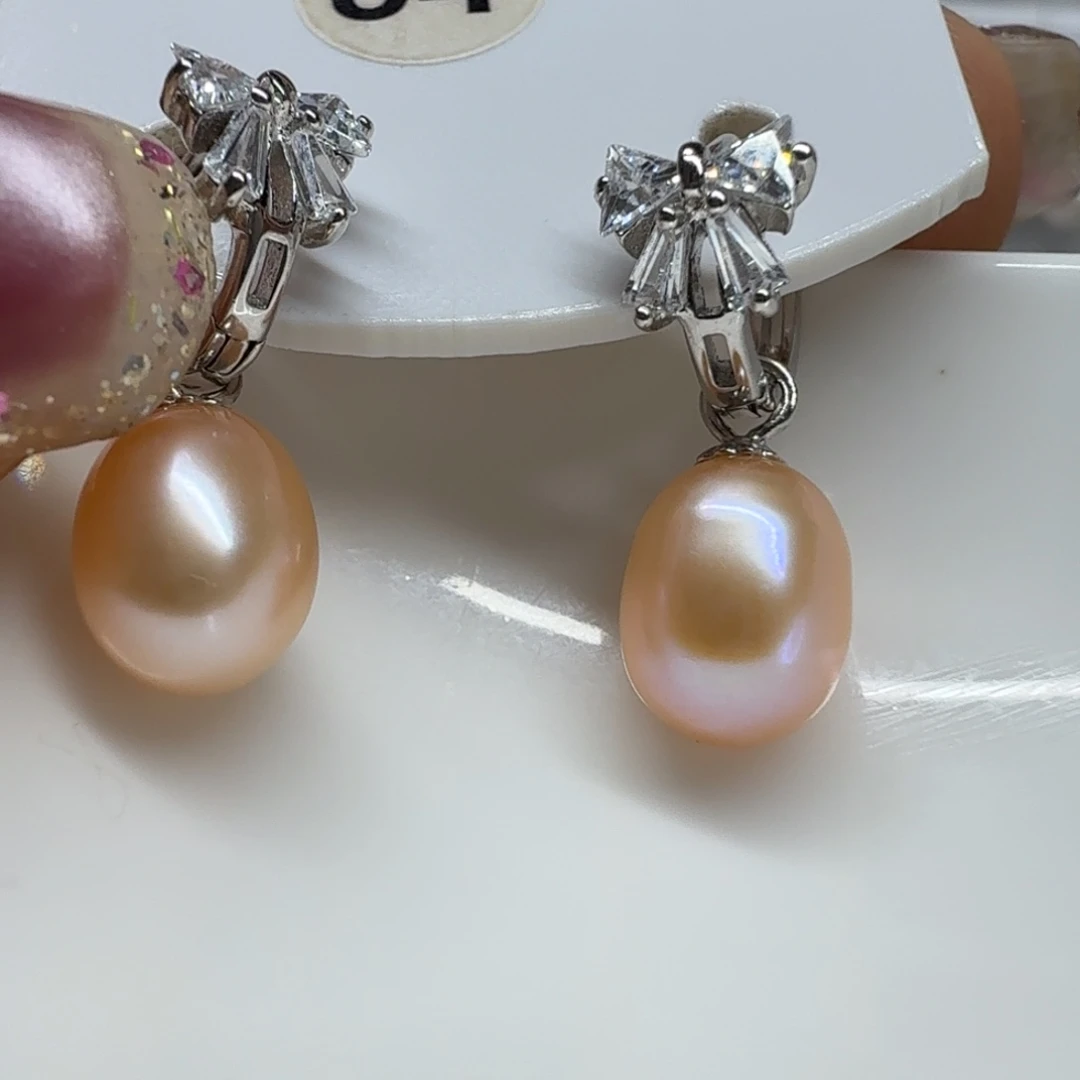淡水珍珠银S925镶嵌耳饰珍珠