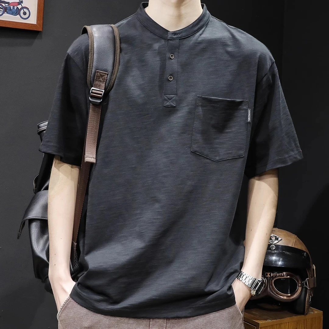 Cebrodz竹节POLO衫男短袖t恤男士2025新款重磅夏季宽松大码男装