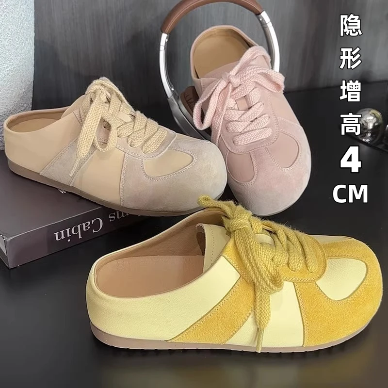 厚底勃肯鞋半拖鞋女鞋2025春夏季新款懒人一脚蹬增高网红包头凉拖