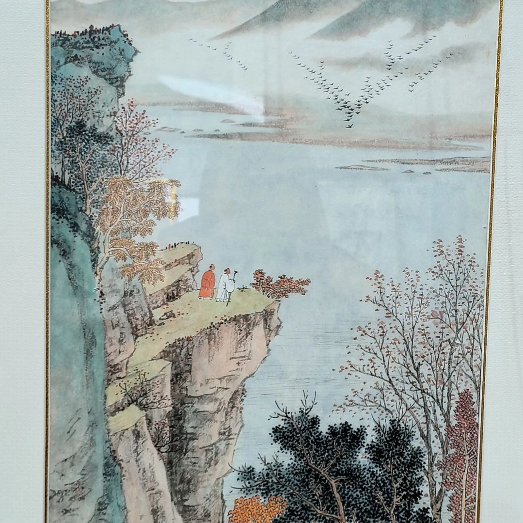 国画用****8山水作品带框发