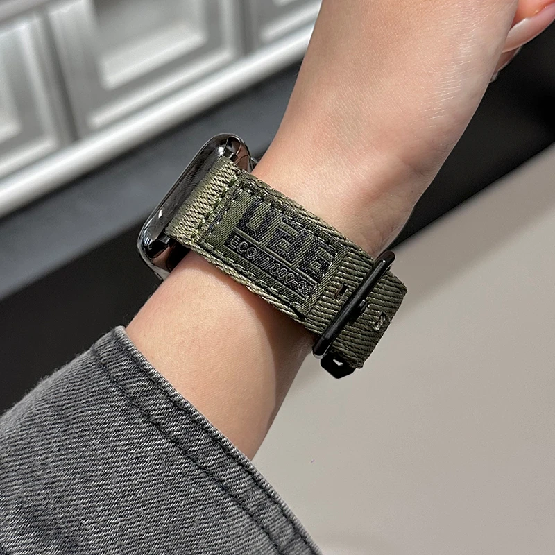 适用红米watch5华为4三环帆布皮标手表Redmi休闲小米8pro复古潮款