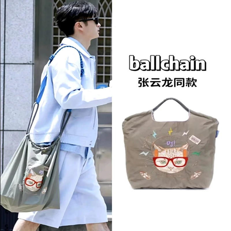 张云龙同款（闪电猫）刺绣帆布包绣花包包女大容量小众单肩斜挎包休