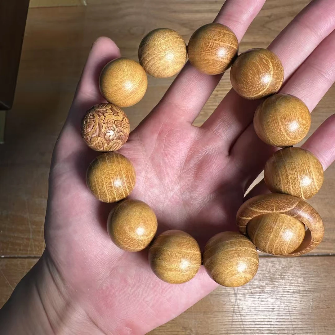 黄檀单圈雕刻手串带跑环MK410