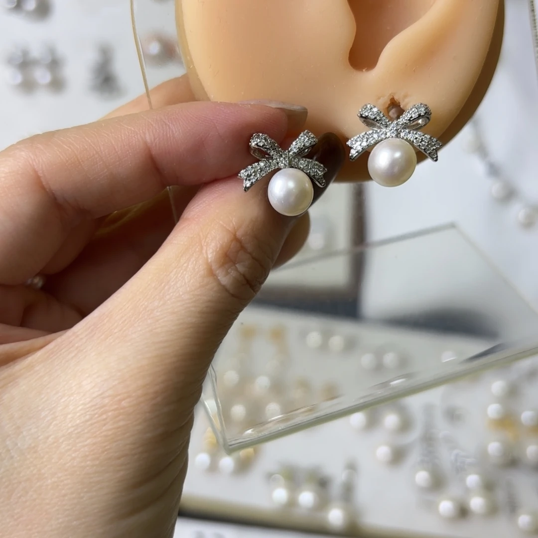 淡水珍珠耳饰合金