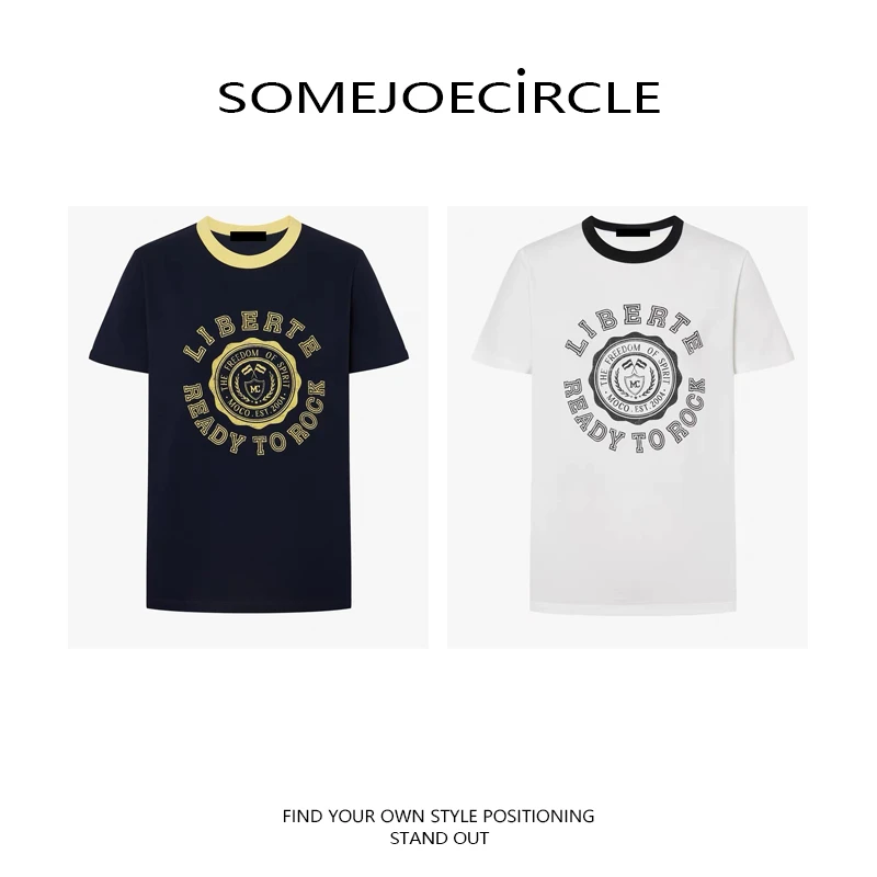 SOMEJOECIRCLE【T恤】2025新品凉感美式印花街头风撞色上衣女Z5894