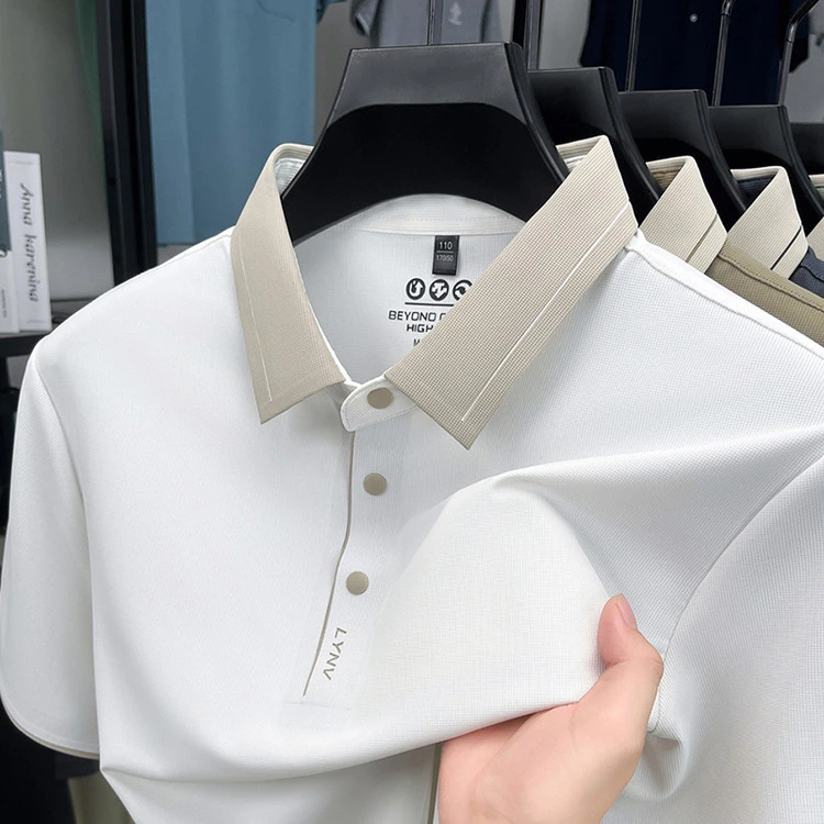 【无痕冰丝】男士夏季翻领POLO衫商务休闲短袖t恤中年高档透气宽松