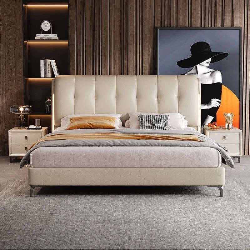 可轻奢简约家用意式主卧床1..8米储物婚床双人床1.5米气压储物床