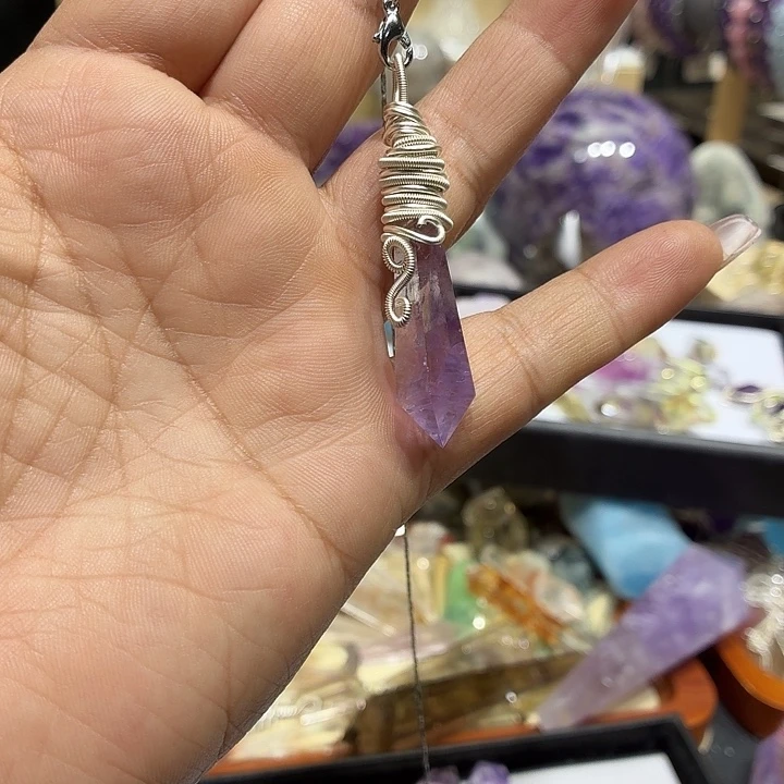 未镶嵌水晶珠宝半成品紫水灵摆