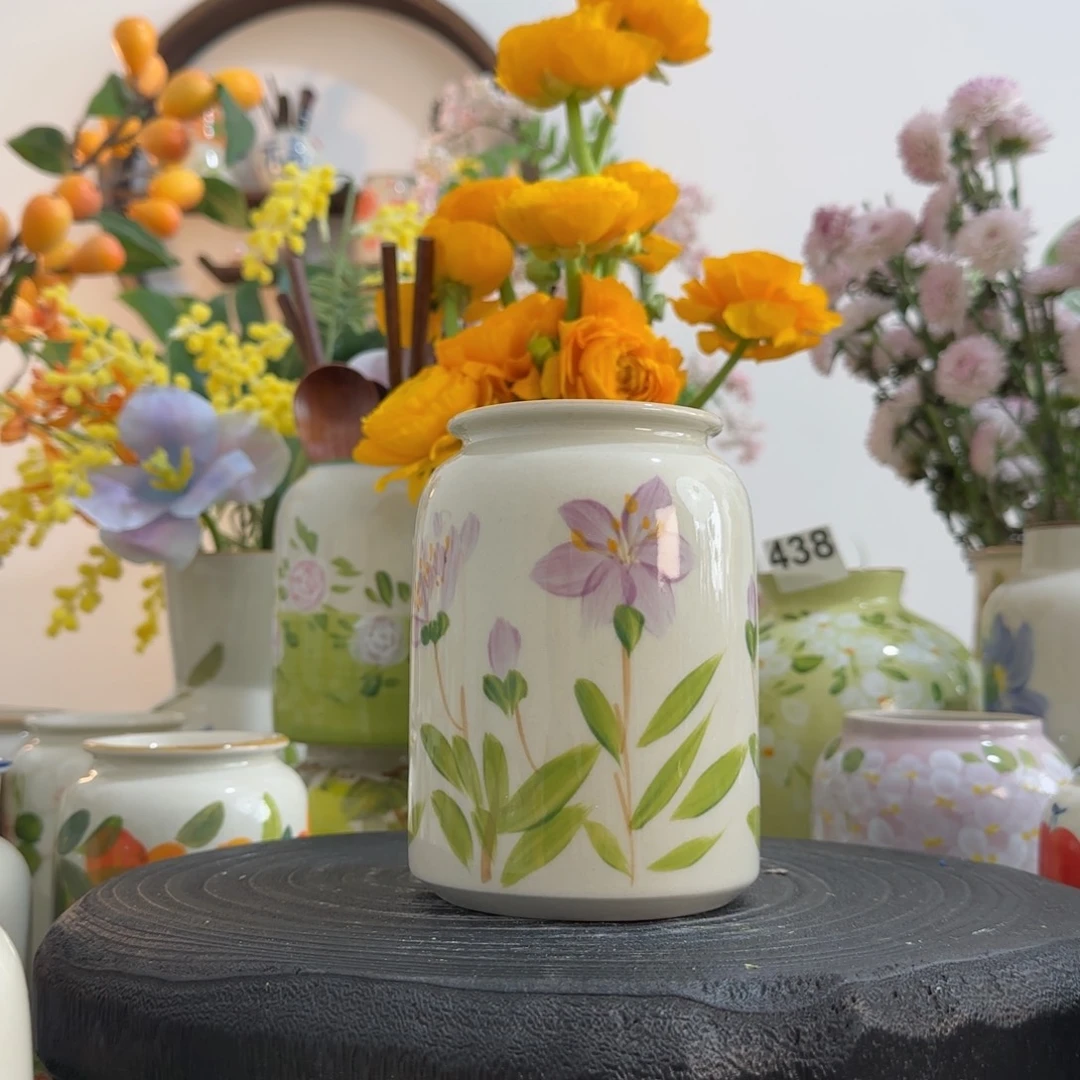 摆件景德镇陶瓷手绘花瓶摆件无孔