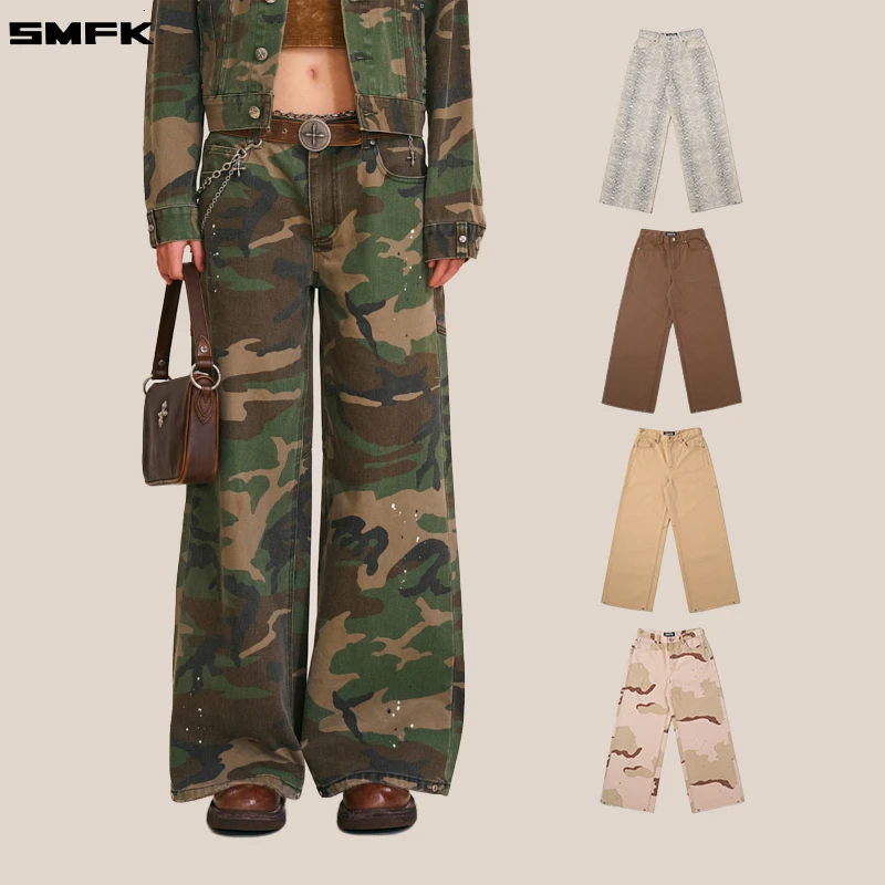 SMFK十字雕像塔型牛仔裤 PD005S 宽松休闲外穿直筒长裤