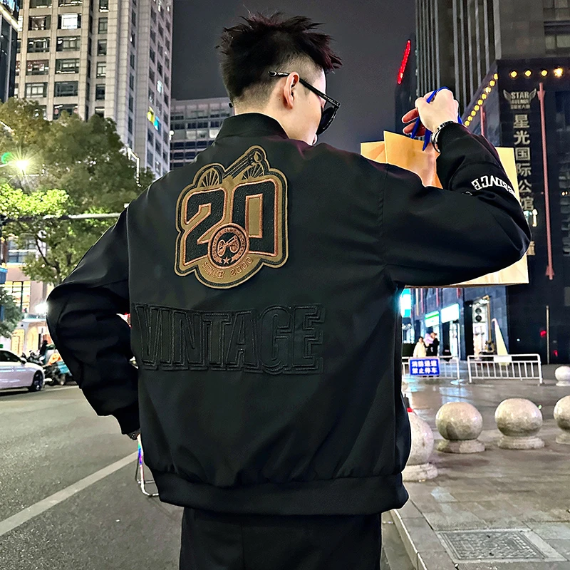 潮牌棒球领外套男春秋季新款爆款哈灵顿夹克高级感刺绣外衣服男装