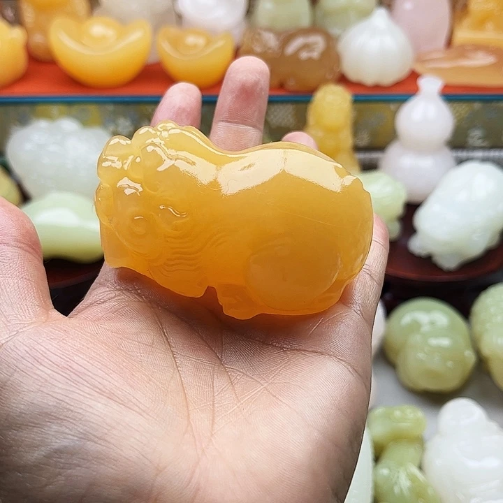 烟***淼石材貔貅手把摆件