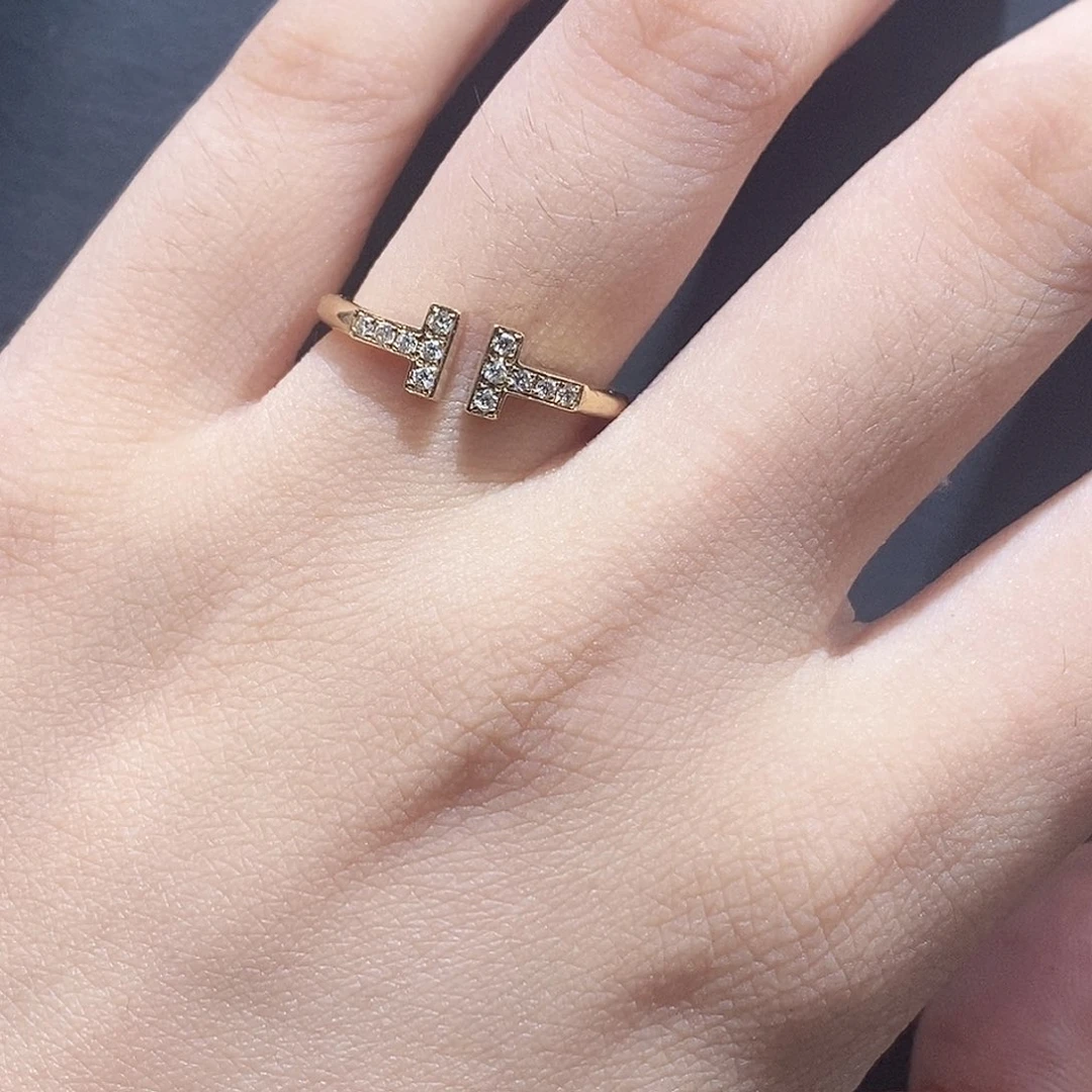 水***r18K金镶嵌戒指/指环钻石k黄 双t戒指