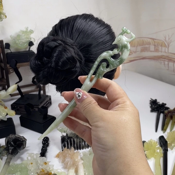 未镶嵌蛇纹石玉发簪发簪
