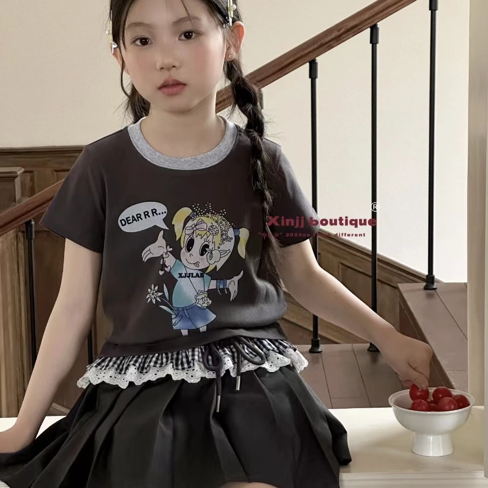 328儿童小女孩卡腰T恤