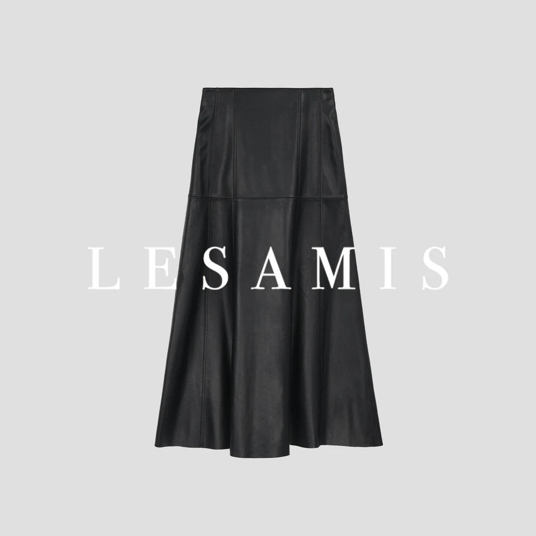 LESAMIS·「优雅灵魂」小羊皮哑光高腰半身皮裙7810464