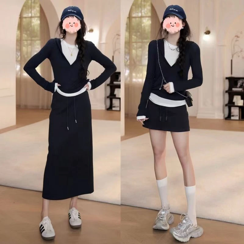 2025新款时尚气质修身显瘦设计感上衣洋气半身裙套装两件套女