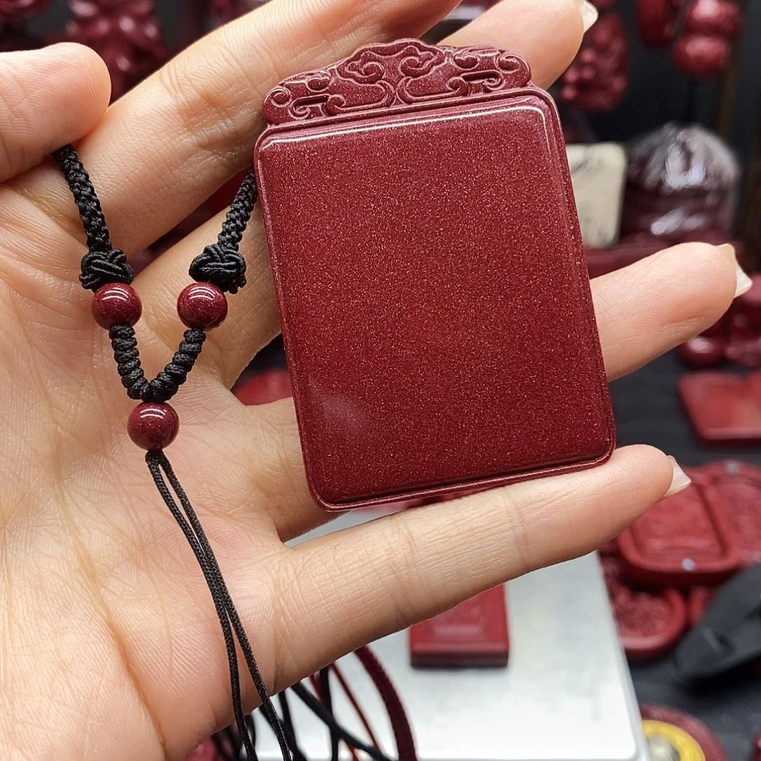 草***鹰天然辰砂超大号祥云无事牌