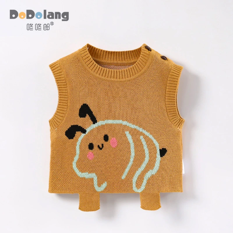 婴儿马甲卡通春秋女外穿针织衫ol男童秋冬女童毛衣童装套头
