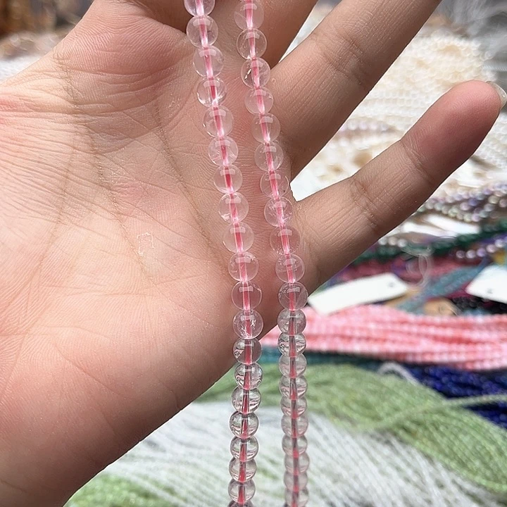 未镶嵌玛瑙/玉髓珠宝半成品一条6mm左右星光粉粉晶