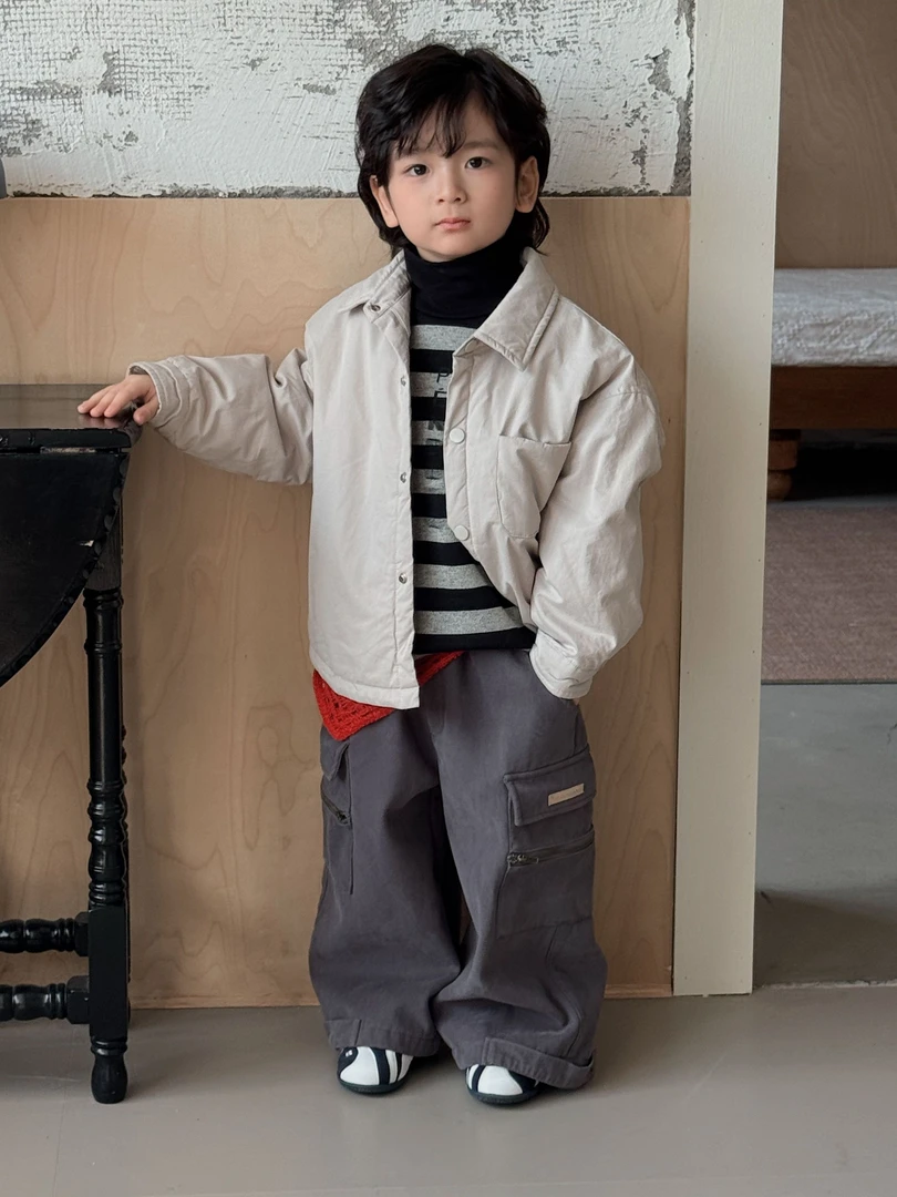 《主播推荐》韩版男童女童纯色翻领夹棉衬衫25DL690保暖衬衣外套